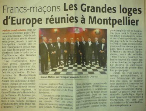 Les Grandes Loges Unies d'Europe réunie à Montpellier